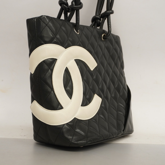 CHANELAuth  Ligne Cambon Women's Undefined,Leather Tote Bag Black - Picture 2 of 10